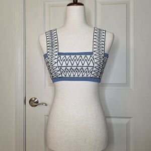 Elysiian White & Black Geometric Swimsuit Top